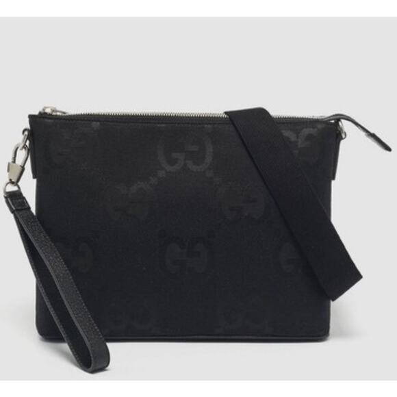 Gucci Black Jumbo GG Canvas Medium Messenger Bag - Picture 1 of 3